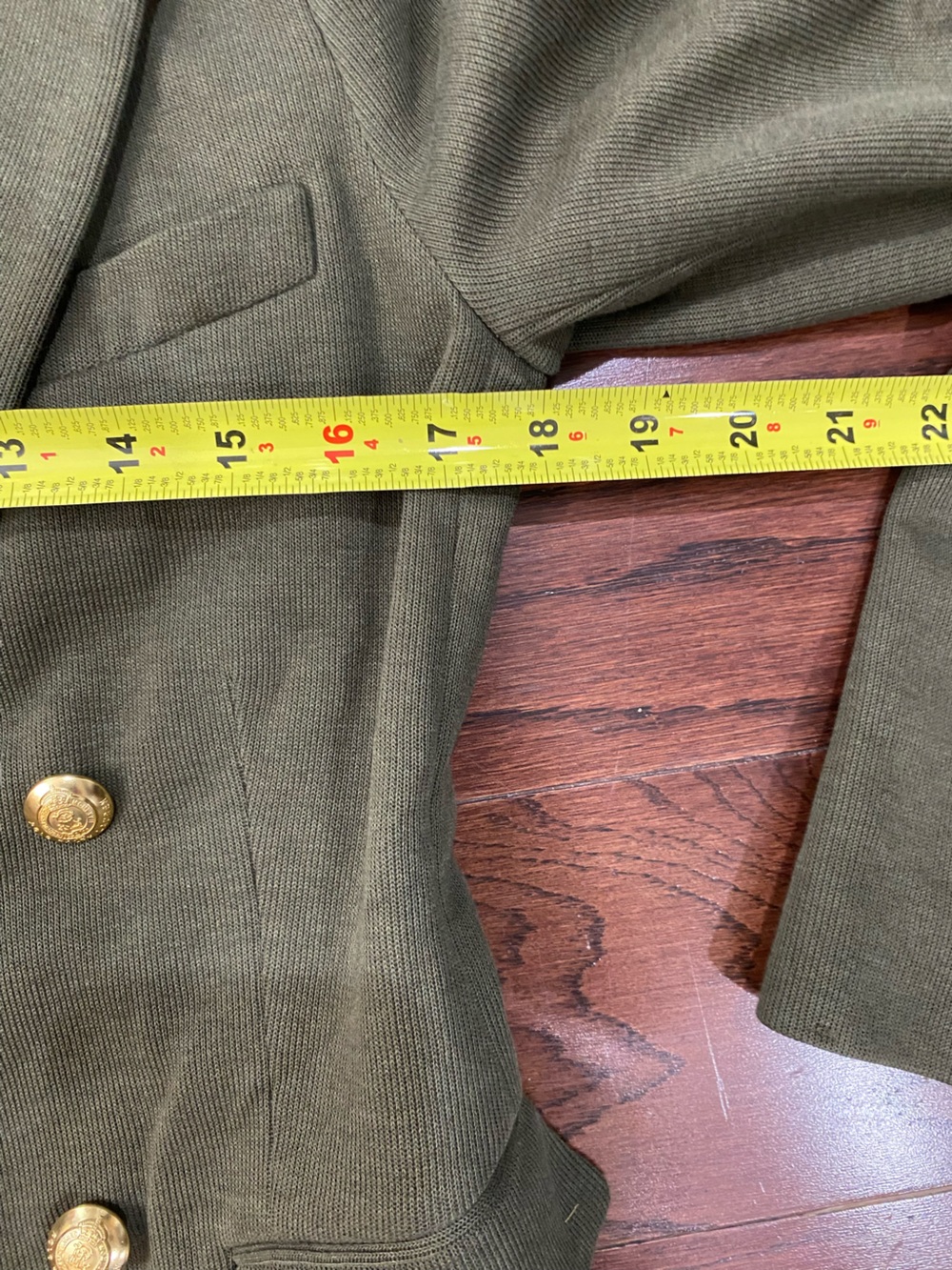 Lauren Ralph Lauren Knit Blazer Jacket Gold Button Army Green Women Size 4 - Picture 5 of 7